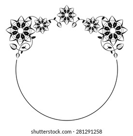 Floral round silhouette frame