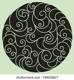 Floral round swirl pattern from ornamental scrolls and curl