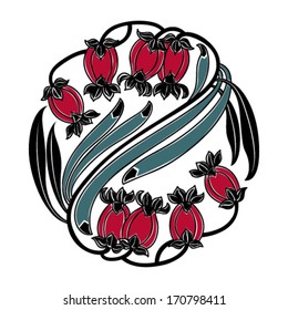 Floral round vignette. Vector illustration