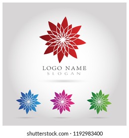 Floral Rounded Logo. Symbol & Vector Template.