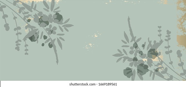 Floral rustic background with hand drawn doodle flowers and botanical elements. Delicate pattern for stationery design, wedding, birthday, greeting card, save the date, web, blog, social media