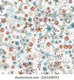 Blumen rustikale Muster abstrakte Blumen. Kleine Blumen. Ditsy-Print. Floral nahtlose Mode textiles Design