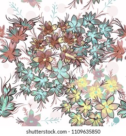 Floral rustic pattern with pastel colored flowers
