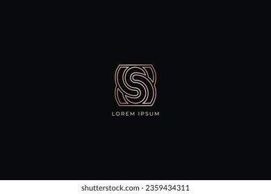 floral s letter nature line style fashion brand luxury style design modern style creative golden wordmark design typography illustration, s wordmark, s lettering logo