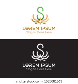 floral S logo template - vector