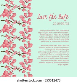 Floral  sakura retro vintage background, vector illustration