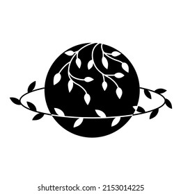 Floral saturn silhouette. Minimal vector illustration.