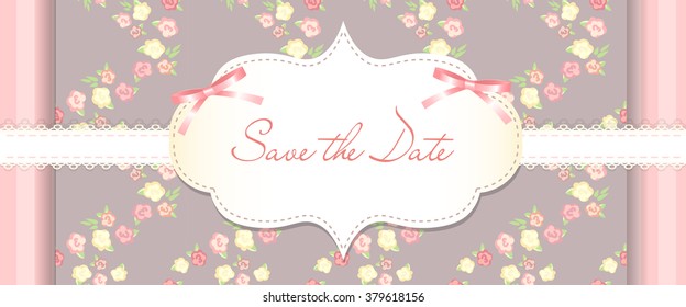 Floral Save the Date or wedding invitation. congratulation card