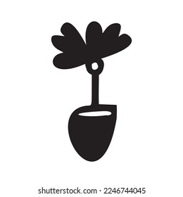 Floral scandi cute flower illustration. Vector low brow simple hand drawn bloom. 