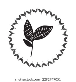 Floral scandi wreath in quirky vector style isolated on white background. Decorative frames for playful antique graphics. 