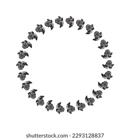Floral scandi wreath in quirky vector style isolated on white background. Decorative frames for playful antique graphics. 