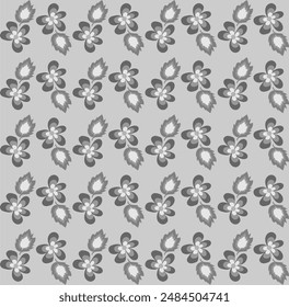 Patrón floral escandinavo en forma de flores y hojas sobre un fondo gris