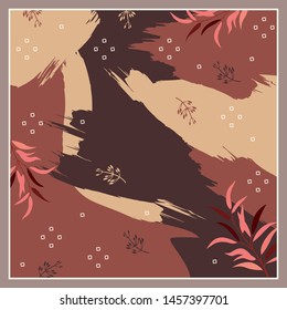 Floral scarf pattern. Hijab design with leaves element