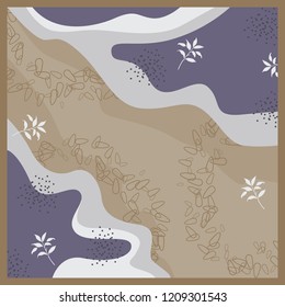 Floral scarf pattern on brown and purple background
