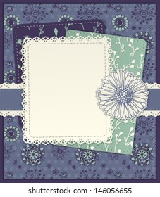 Floral scrapbook background  with paper daisy 