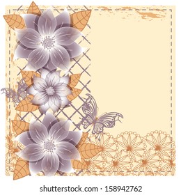 Floral scrapbook card with butterfly. vector illustration.
