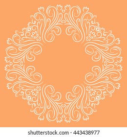Floral scroll frame. Decor floral mandala. Vector illustration.