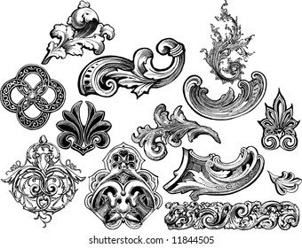 Floral scroll vector set 2