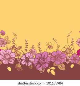 Floral seabless background; border of decorative flowers