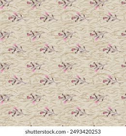 Floral seamless allover pattern with abstract white background. Seamless illustration branches with Petunia flowers. Floral Pattern in vector. 