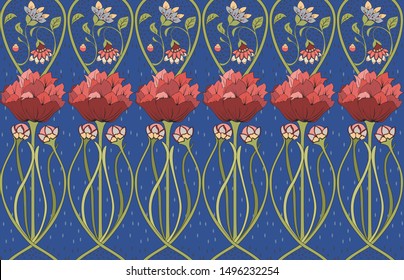 Floral seamless art Nouveau ornament