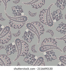 Floral Seamless Asian Textile Background. Vector Paisley Pattern