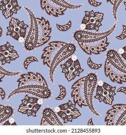 Floral Seamless Asian Textile Background. Vector Paisley Pattern