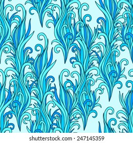 Floral seamless background. Blue pattern.