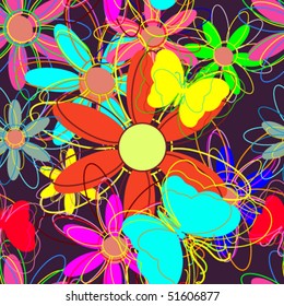 Floral seamless background with butterflies.