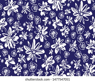 Floral seamless background. Colorful pattern in small-scale flowers. Fabric swatch, wrapping, textile print, web.