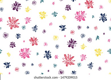Floral seamless background. Colorful pattern in small-scale flowers. Fabric swatch, wrapping, textile print, web.