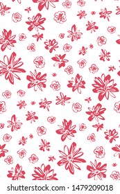 Floral seamless background. Colorful pattern in small-scale flowers. Fabric swatch, wrapping, textile print, web.