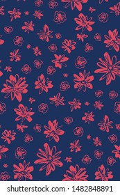 Floral seamless background. Colorful pattern in small-scale flowers. Fabric swatch, wrapping, textile print, web.