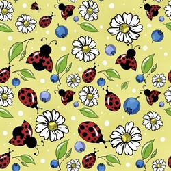 Floral Seamless Background With Daisies And Ladybugs. Print With Insects And Flowers For Fabric And Paper, Hand Drawing, Vector. Wildflowers Seamless Print