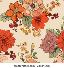 Floral seamless background. Decorative flower pattern. Floral seamless texture with flowers. 