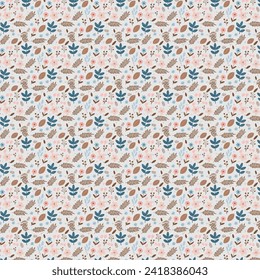 Floral Seamless Background, Ditsy Print, Cute Floral Pattern in the Small Flower Seamless, Blue Background