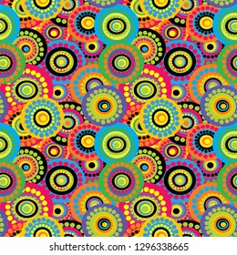 Floral seamless background with doodle circular flowers