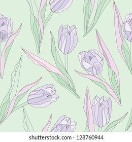 floral seamless background. flower pattern with tulips. flourish texture.
