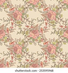 Floral seamless background. Flower pattern. Flourish tiled spring  texture.