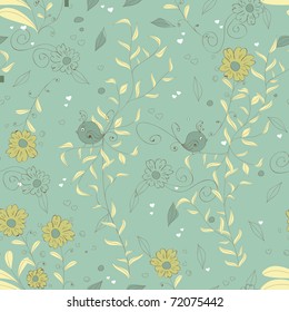 Floral Seamless Background with Flowers