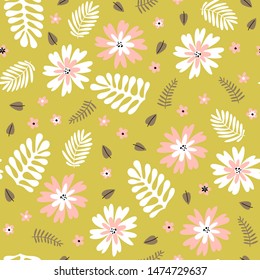 Floral seamless background with foliage