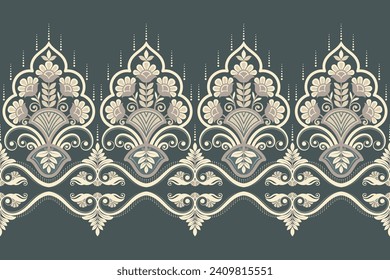 floral seamless background Geometric ethnic oriental ikat seamless pattern traditional Design for background,carpet,wallpaper,clothing,wrapping,Batik,fabric,Vector illustration embroidery style.
