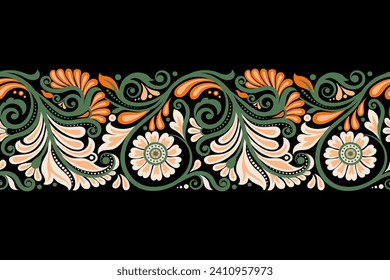 floral seamless background Geometric ethnic oriental ikat seamless pattern traditional Design for background,carpet,wallpaper,clothing,wrapping,Batik,fabric,Vector illustration embroidery style.
