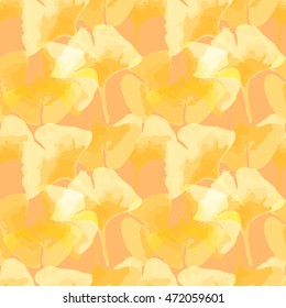 Floral seamless background with ginkgo leaves.