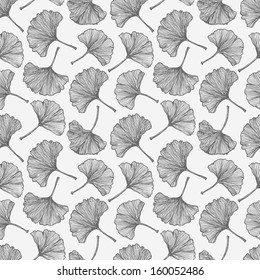 Floral seamless background with ginkgo leaves.This endless background can be used for wallpaper, pattern fills, textile, web page background, surface textures. Vector illustration.