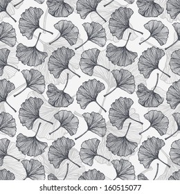 Floral seamless background with ginkgo leaves.This endless background can be used for wallpaper, pattern fills, textile, web page background, surface textures. Vector illustration.