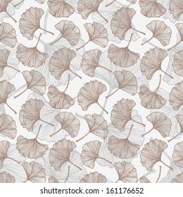 Floral seamless background with ginkgo leaves.This endless background can be used for wallpaper, pattern fills, textile, web page background, surface textures. Vector illustration. 