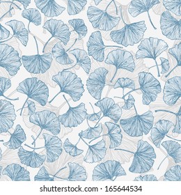 Floral seamless background with ginkgo leaves.This endless background can be used for wallpaper, pattern fills, textile, web page background, surface textures. Vector illustration. 