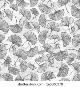 Floral seamless background with ginkgo leaves.This endless background can be used for wallpaper, pattern fills, textile, web page background, surface textures. Vector illustration. 