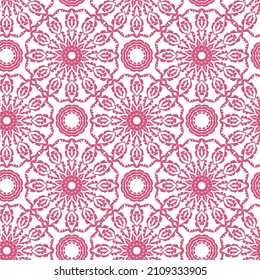 Floral seamless background. Graphic drawing in pink colors on a white background.